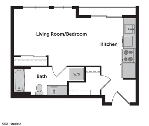 GEO Apartments Studio A Floor Plan